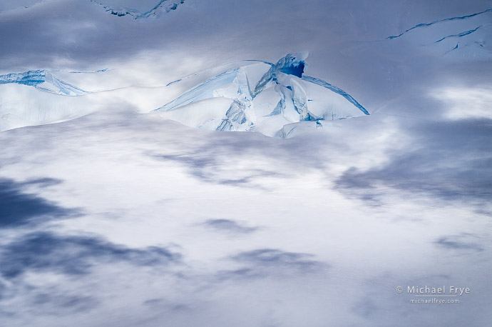Crevasses and cloud shadows, Antarctica