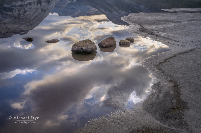 Lakeshore, rocks, and reflections, Yosemite NP, CA, USA
