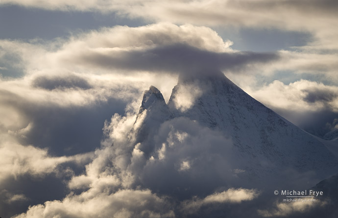 Peak and clouds, Scoresby Sund, Greenland