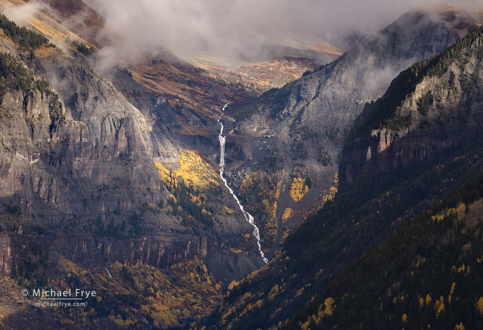 Waferfall in dappled light, Colorado, USA