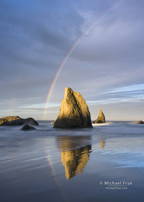 Sea stacks and rainbow, Oregon Coast, USA