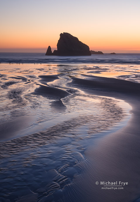 Creek and rocks at sunset, Oregon Coast, USA