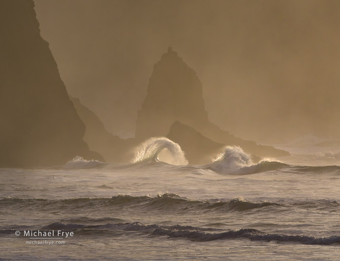 Waves, rocks, and fog, Oregon Coast, USA