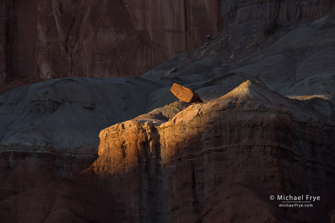 40. Boulder on a canyon wall, UT, USA