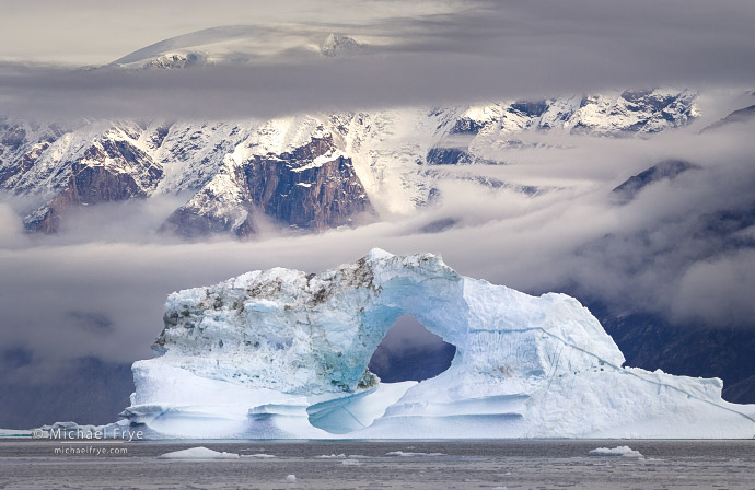 23. Ice arch and mountains, Scoresby Sund, Greenland