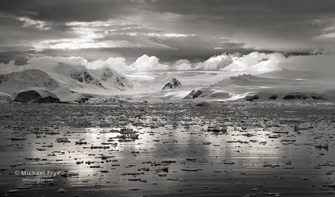 2. Clouds and mountains in an icy bay, Antarctica