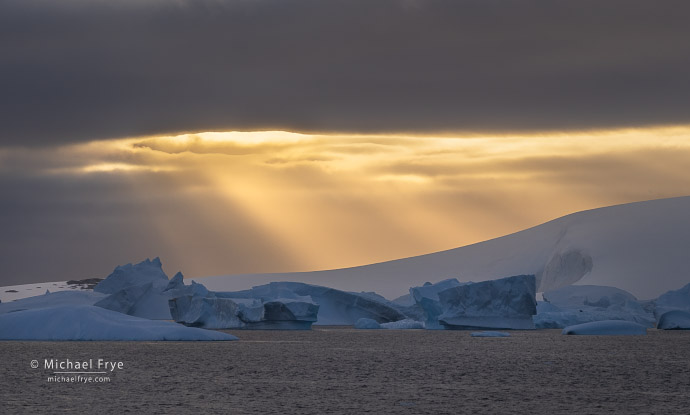 Icebergs and sunbeams, Antarctica