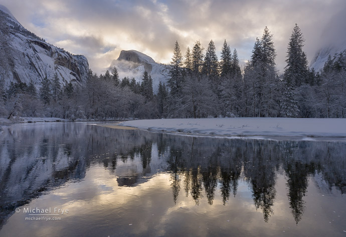 Half Dome and the Merced River at sunrise, Yosemite NP, CA, USA